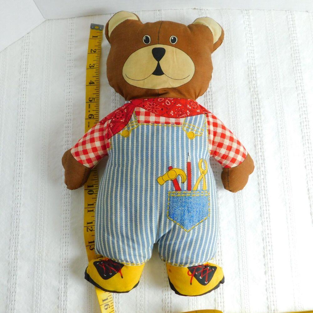 Bear Family Pillow Stuffed Plush Lot of 3, Cut & Sew Fabric 1970 Mr Mrs Vintage - Picture 11 of 14